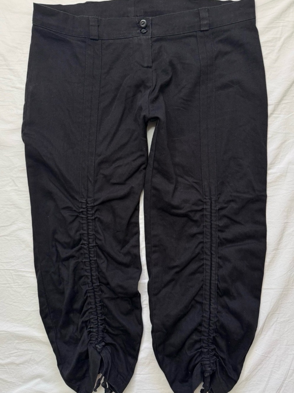 Any Time Black Ruched Hem Women Cargo Pants